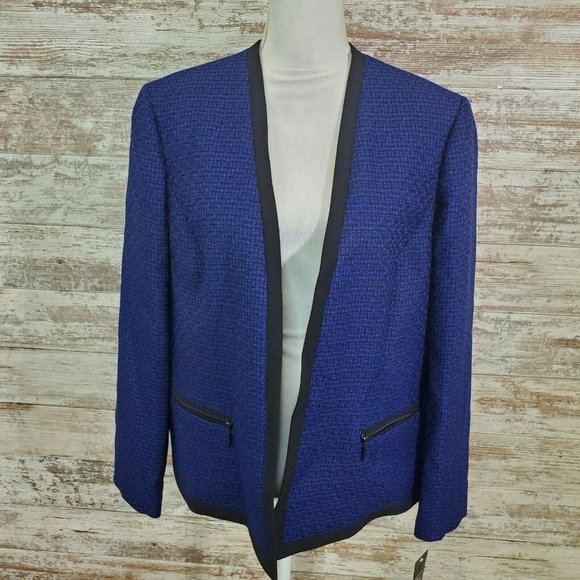 LE SUIT Sapphire Black Open Front Suit Jacket 16 - Picture 3 of 7